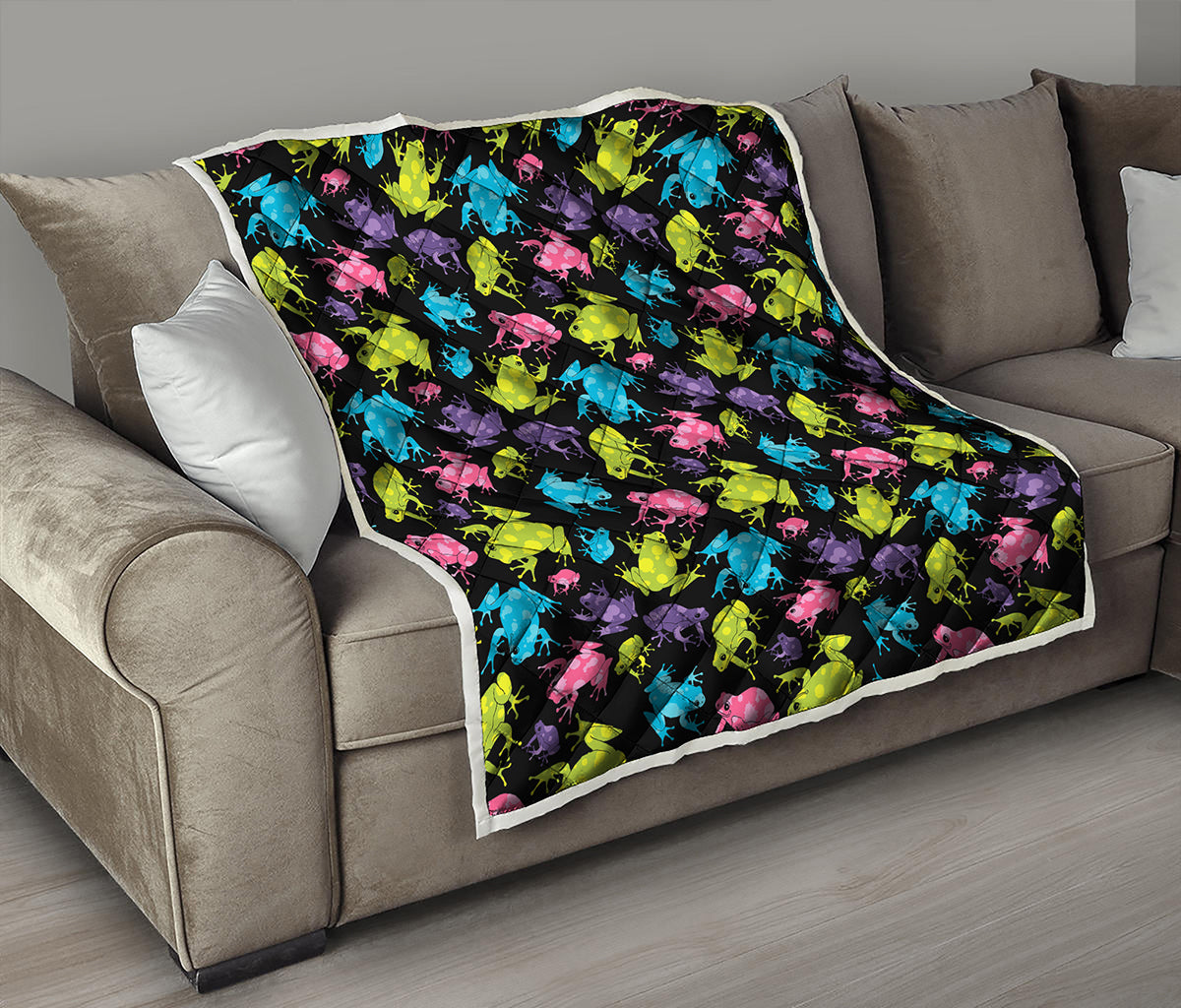 Colorful Frog Pattern Print Quilt