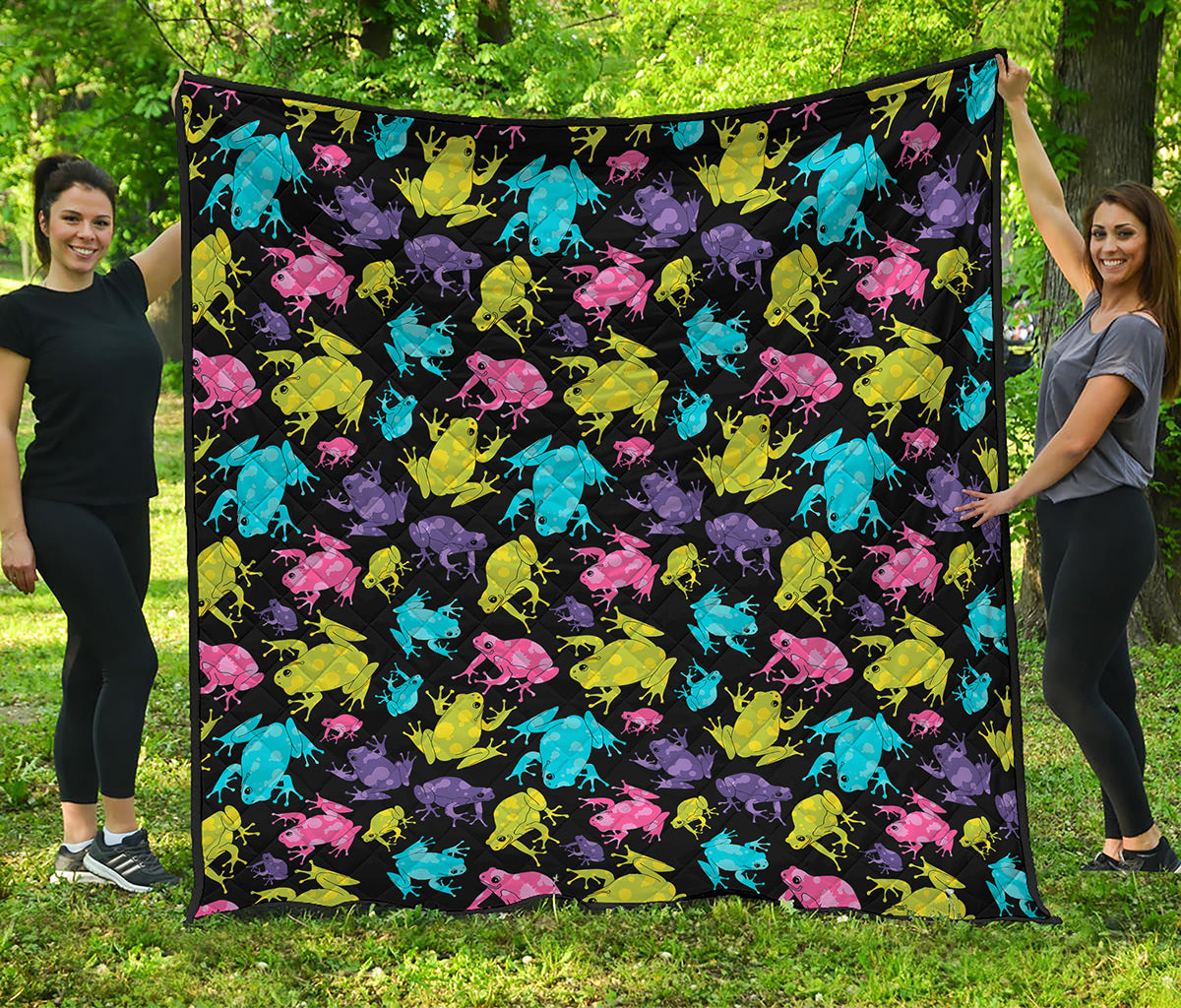Colorful Frog Pattern Print Quilt