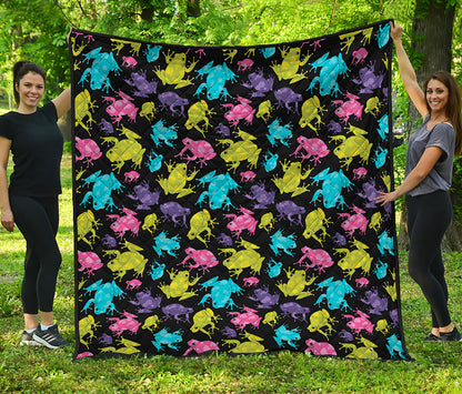 Colorful Frog Pattern Print Quilt