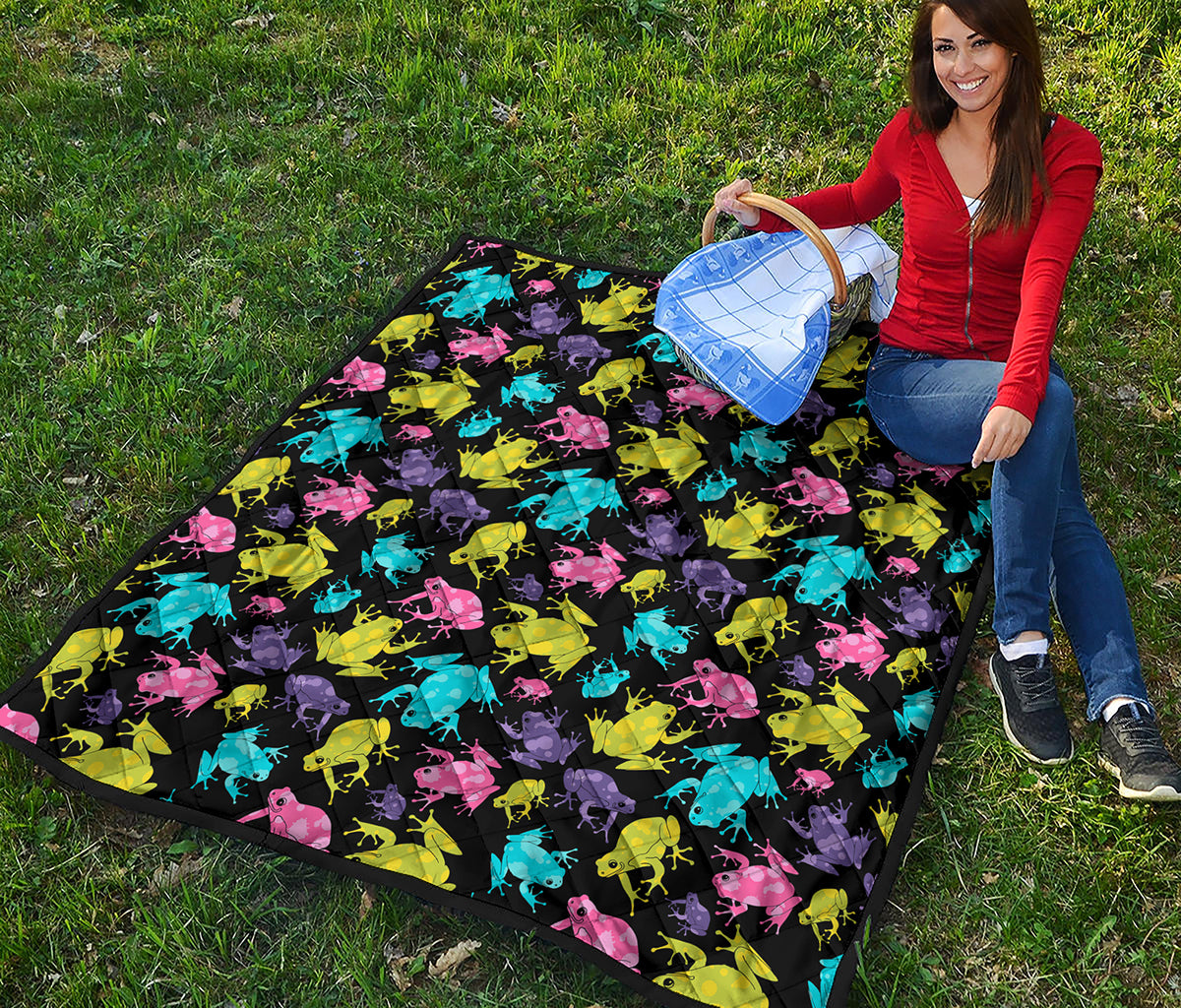 Colorful Frog Pattern Print Quilt
