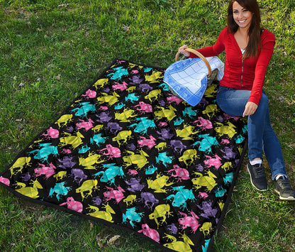 Colorful Frog Pattern Print Quilt