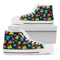 Colorful Frog Pattern Print White High Top Sneakers