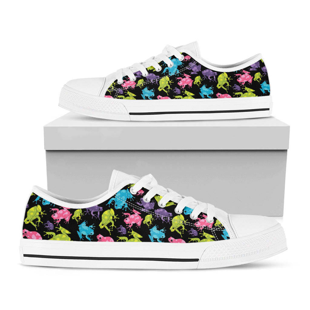 Colorful Frog Pattern Print White Low Top Shoes