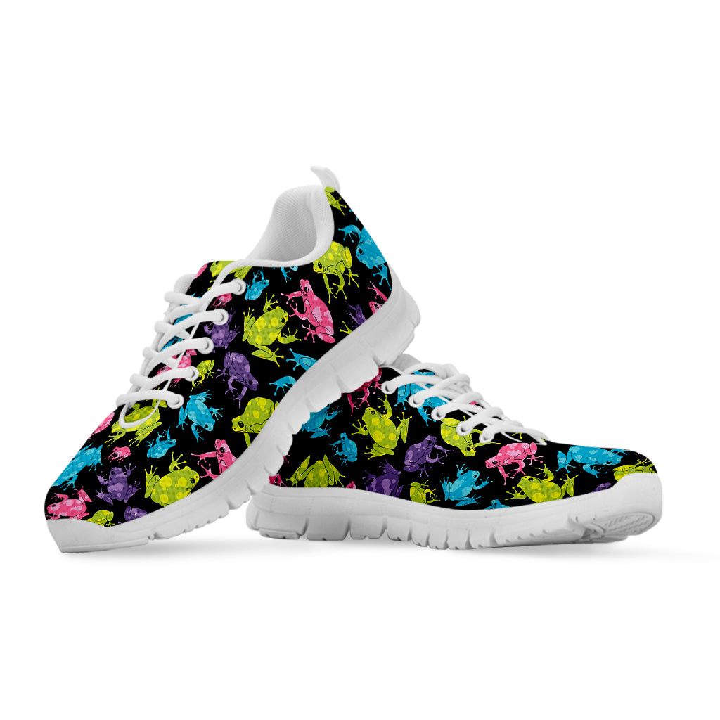 Colorful Frog Pattern Print White Sneakers