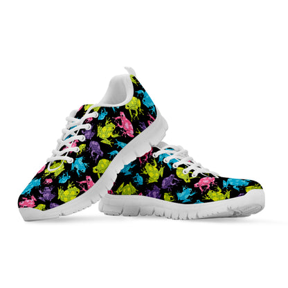 Colorful Frog Pattern Print White Sneakers