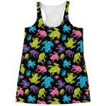 Colorful Frog Pattern Print Women's Racerback Tank Top