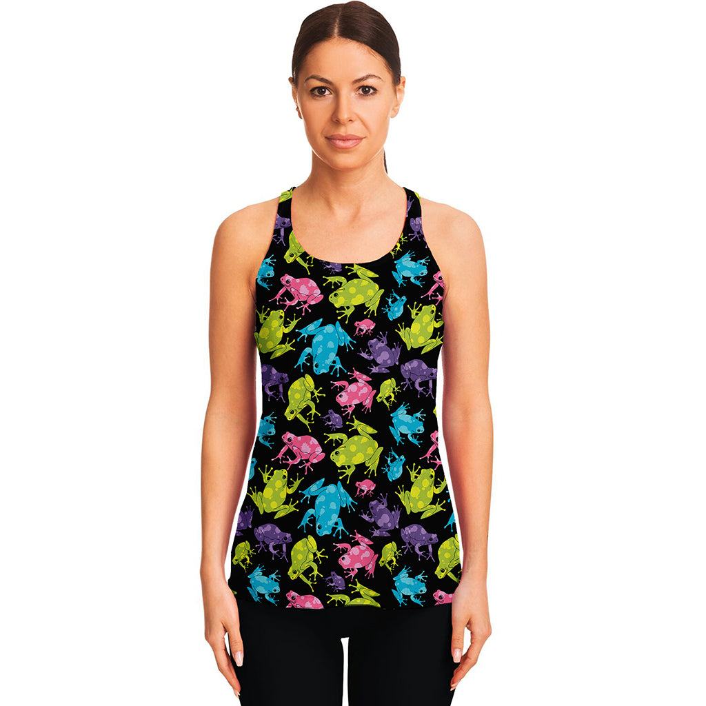 Colorful Frog Pattern Print Women's Racerback Tank Top