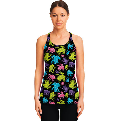 Colorful Frog Pattern Print Women's Racerback Tank Top
