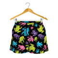 Colorful Frog Pattern Print Women's Shorts
