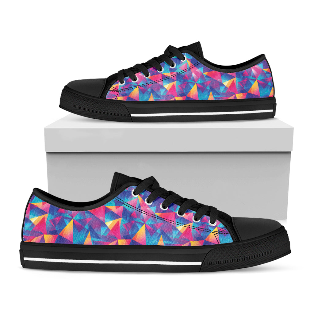 Colorful Geometric Mosaic Print Black Low Top Shoes