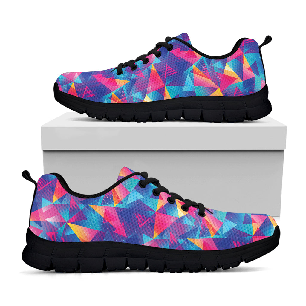 Colorful Geometric Mosaic Print Black Sneakers