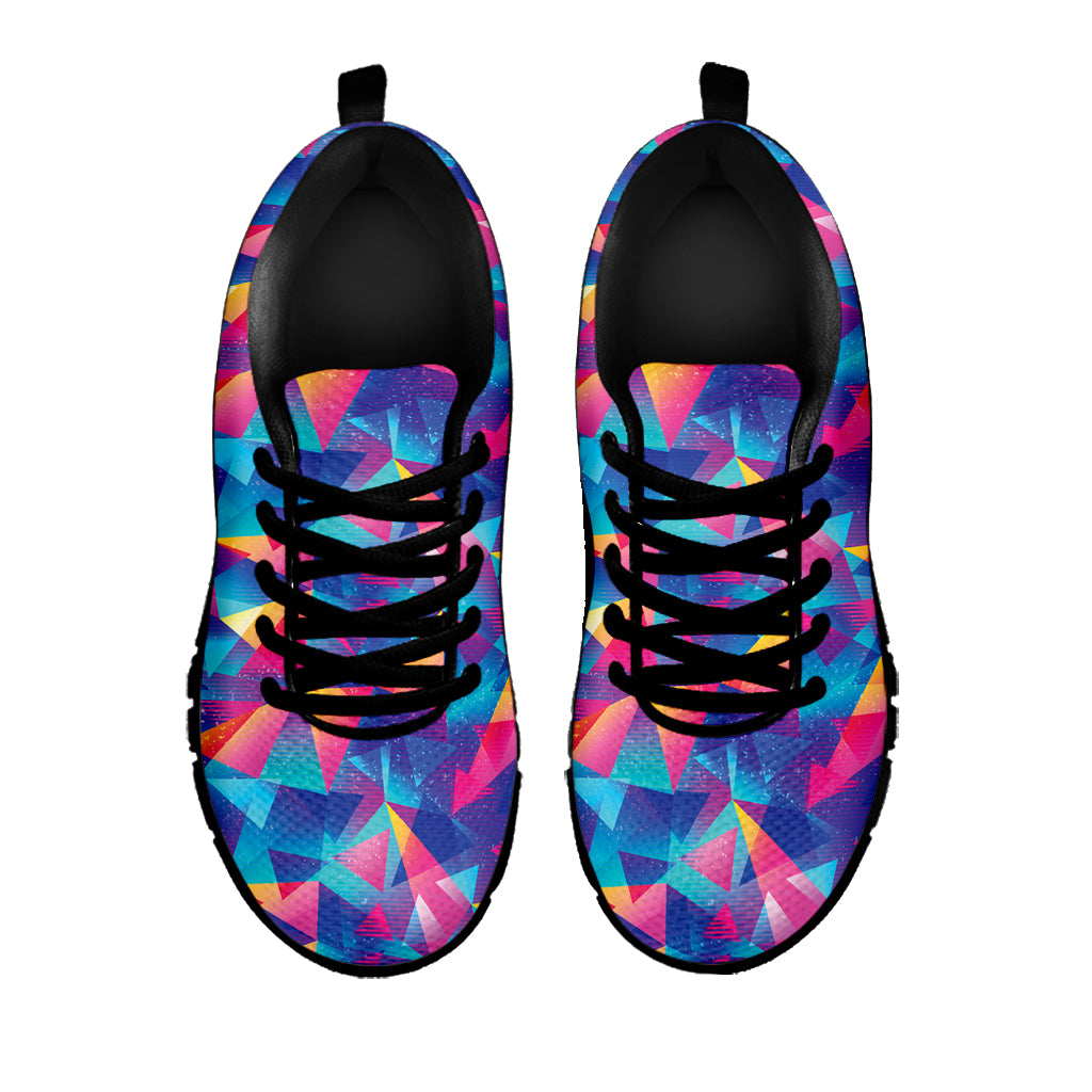 Colorful Geometric Mosaic Print Black Sneakers