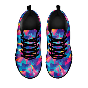 Colorful Geometric Mosaic Print Black Sneakers