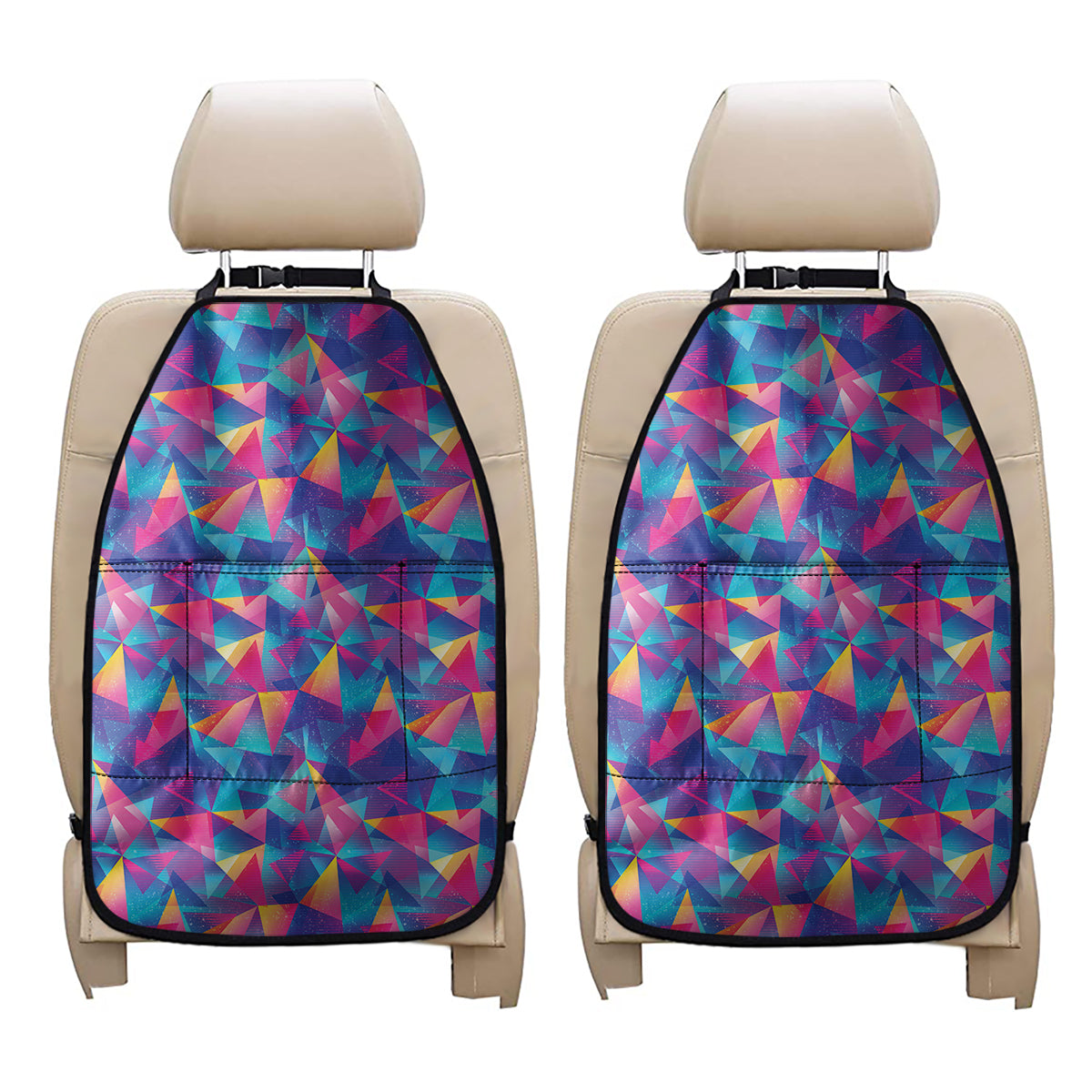Colorful Geometric Mosaic Print Car Seat Organizers