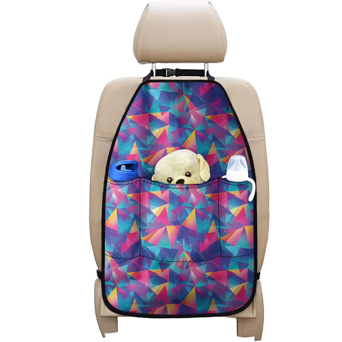 Colorful Geometric Mosaic Print Car Seat Organizers