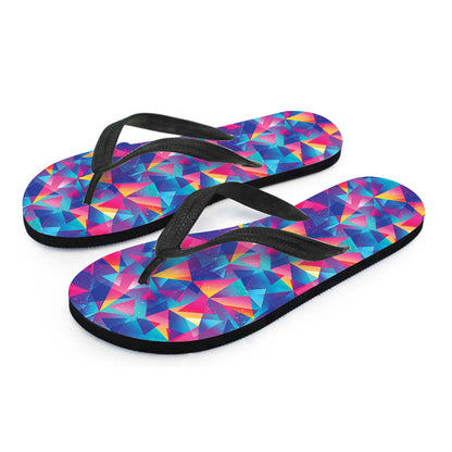 Colorful Geometric Mosaic Print Flip Flops