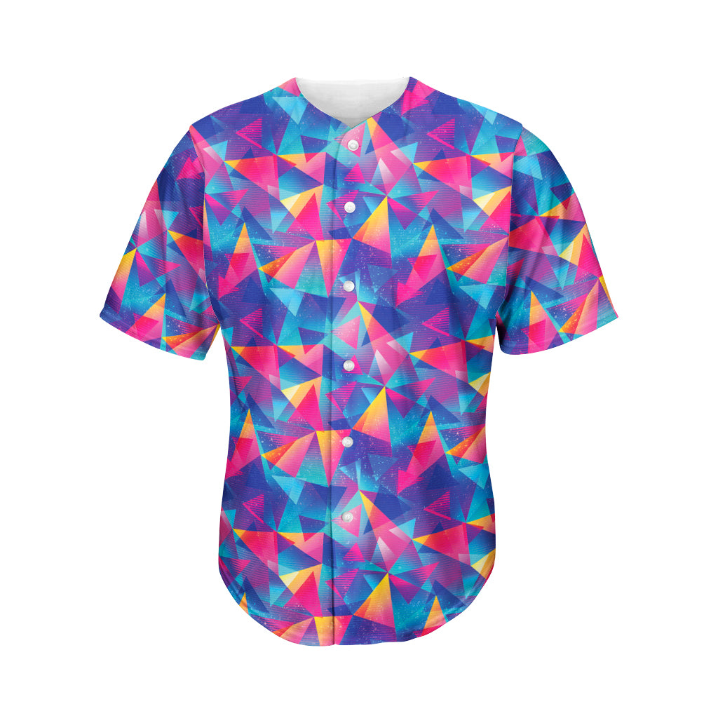 Colorful Geometric Mosaic Print Men's Baseball Jersey