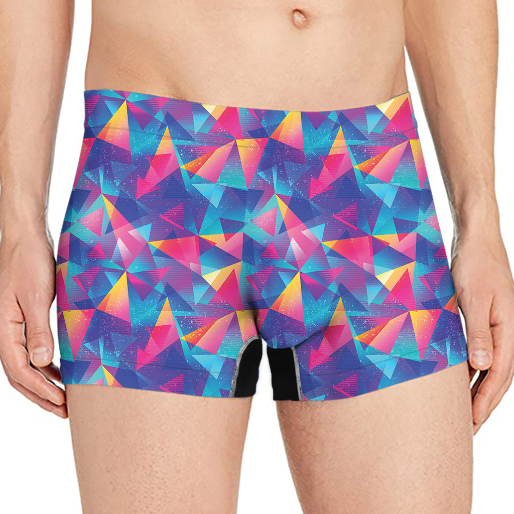 Colorful Geometric Mosaic Print Men's Boxer Briefs