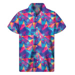 Colorful Geometric Mosaic Print Men's Short Sleeve Shirt
