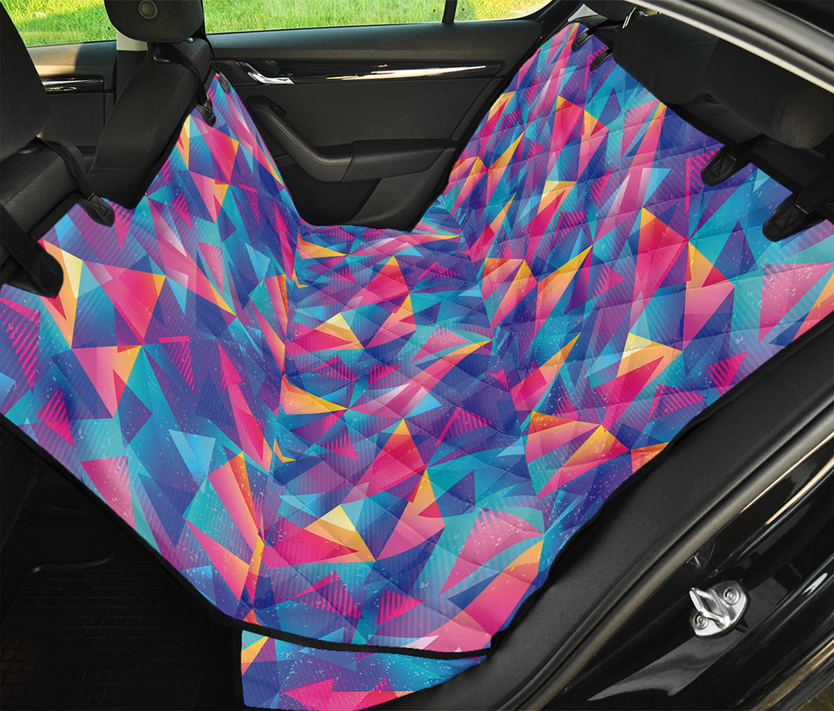 Colorful Geometric Mosaic Print Pet Car Back Seat Cover