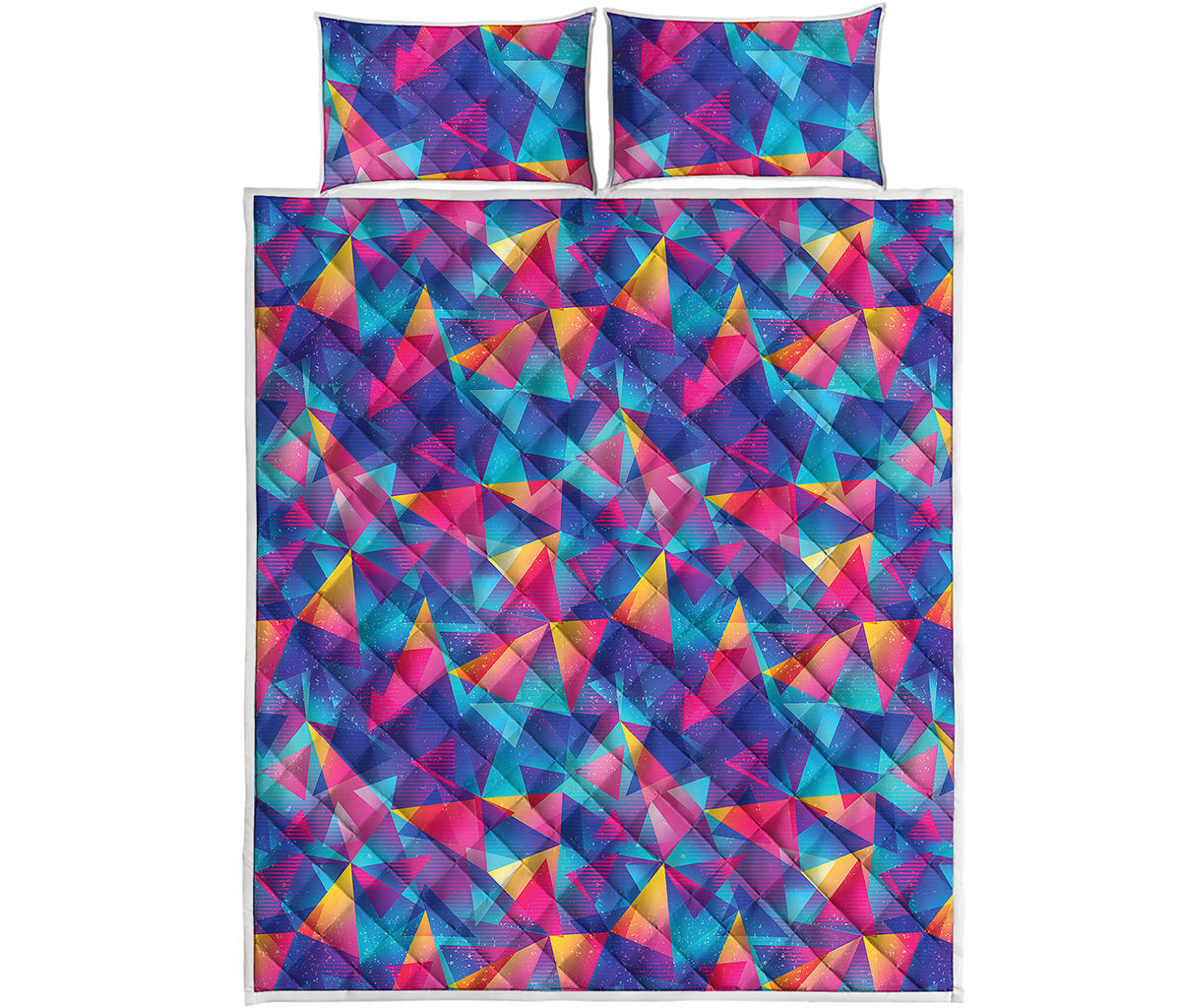 Colorful Geometric Mosaic Print Quilt Bed Set