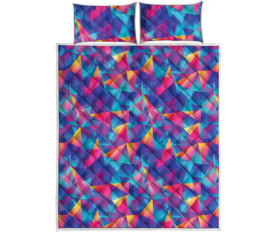 Colorful Geometric Mosaic Print Quilt Bed Set