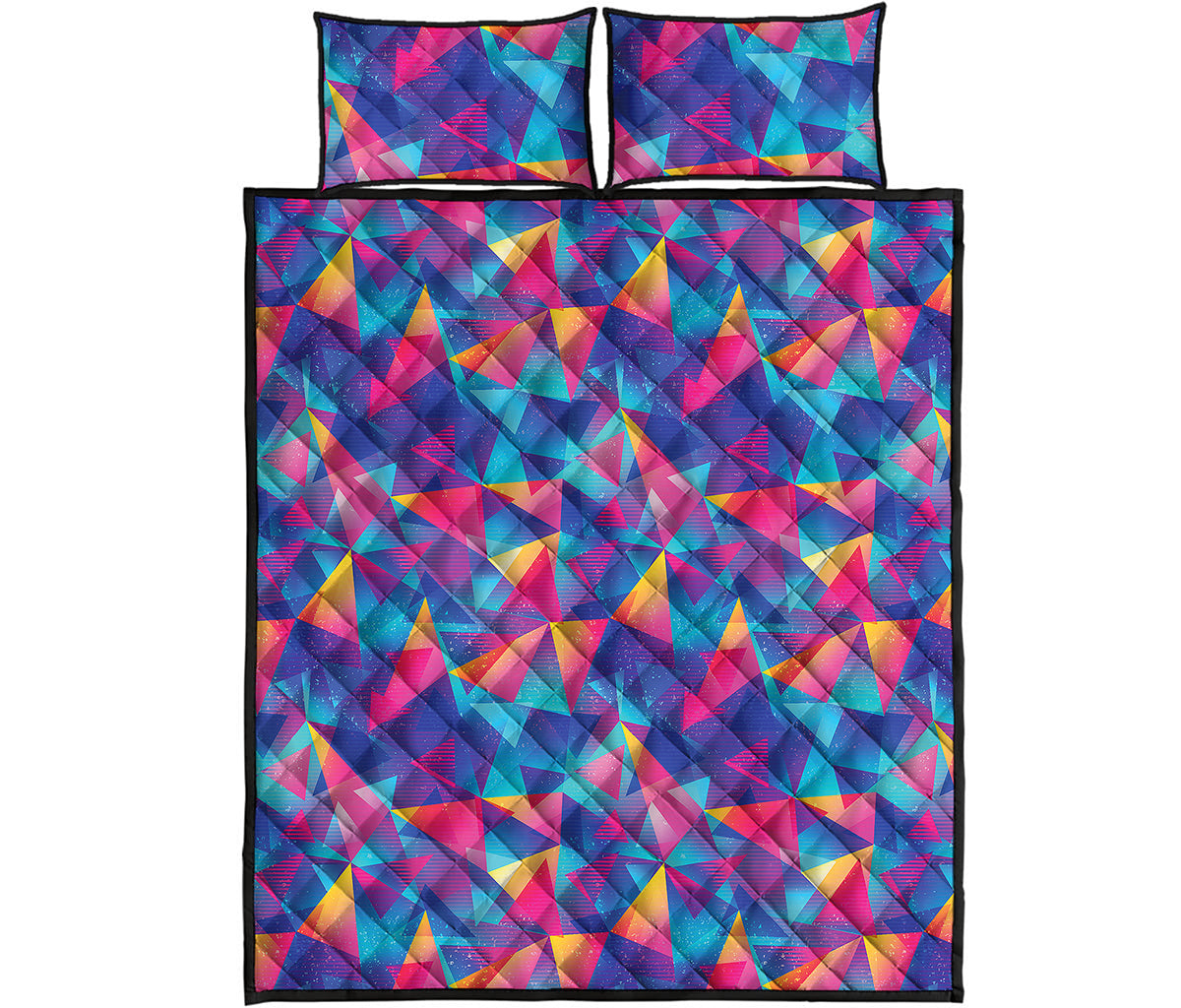 Colorful Geometric Mosaic Print Quilt Bed Set