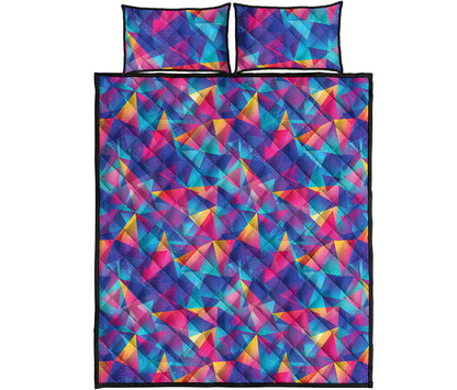Colorful Geometric Mosaic Print Quilt Bed Set