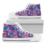 Colorful Geometric Mosaic Print White High Top Shoes