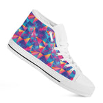 Colorful Geometric Mosaic Print White High Top Shoes