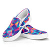 Colorful Geometric Mosaic Print White Slip On Shoes