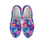 Colorful Geometric Mosaic Print White Slip On Shoes