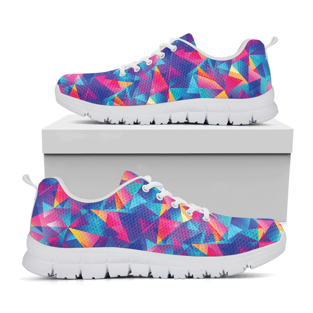 Colorful Geometric Mosaic Print White Sneakers