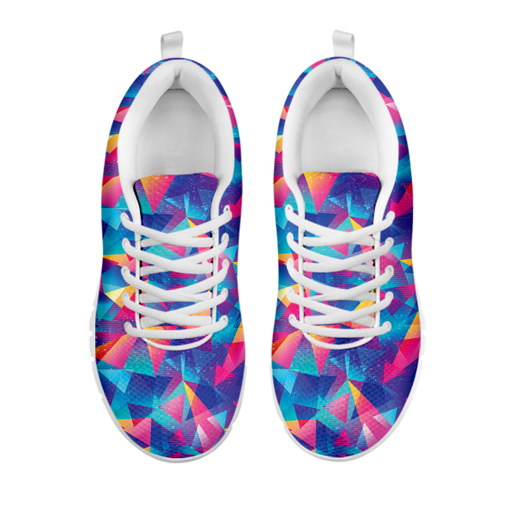 Colorful Geometric Mosaic Print White Sneakers