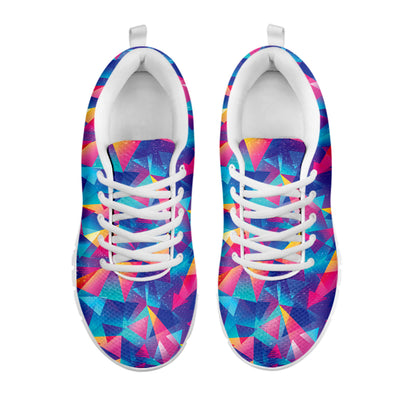 Colorful Geometric Mosaic Print White Sneakers