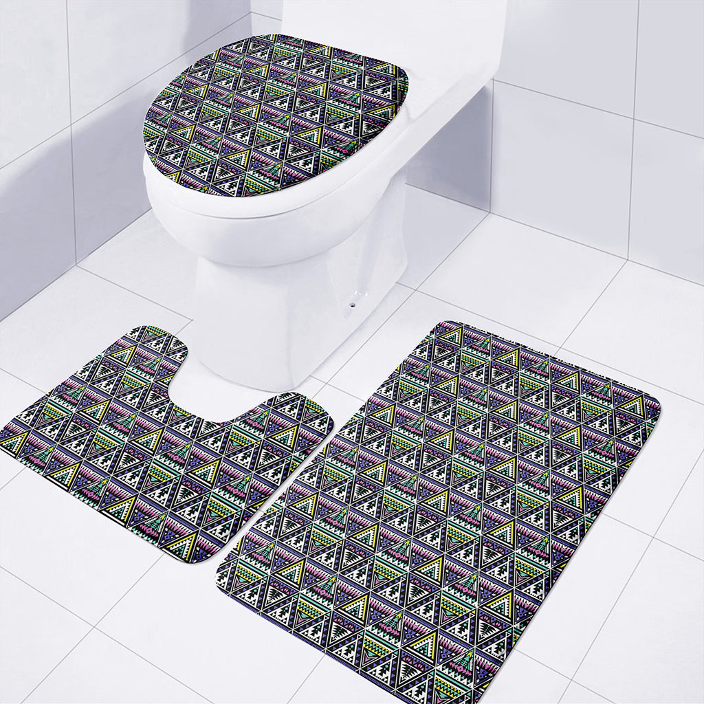Colorful Geometric Native Navajo Print 3 Piece Bath Mat Set