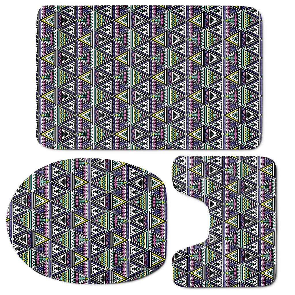 Colorful Geometric Native Navajo Print 3 Piece Bath Mat Set