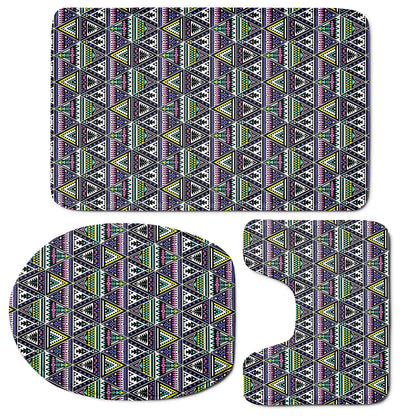 Colorful Geometric Native Navajo Print 3 Piece Bath Mat Set