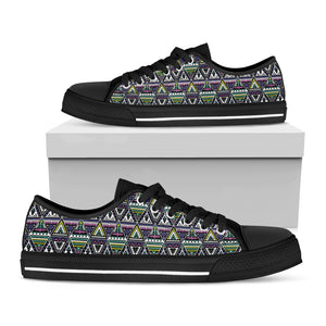 Colorful Geometric Native Navajo Print Black Low Top Shoes