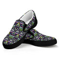 Colorful Geometric Native Navajo Print Black Slip On Sneakers