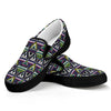 Colorful Geometric Native Navajo Print Black Slip On Shoes