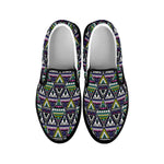 Colorful Geometric Native Navajo Print Black Slip On Shoes