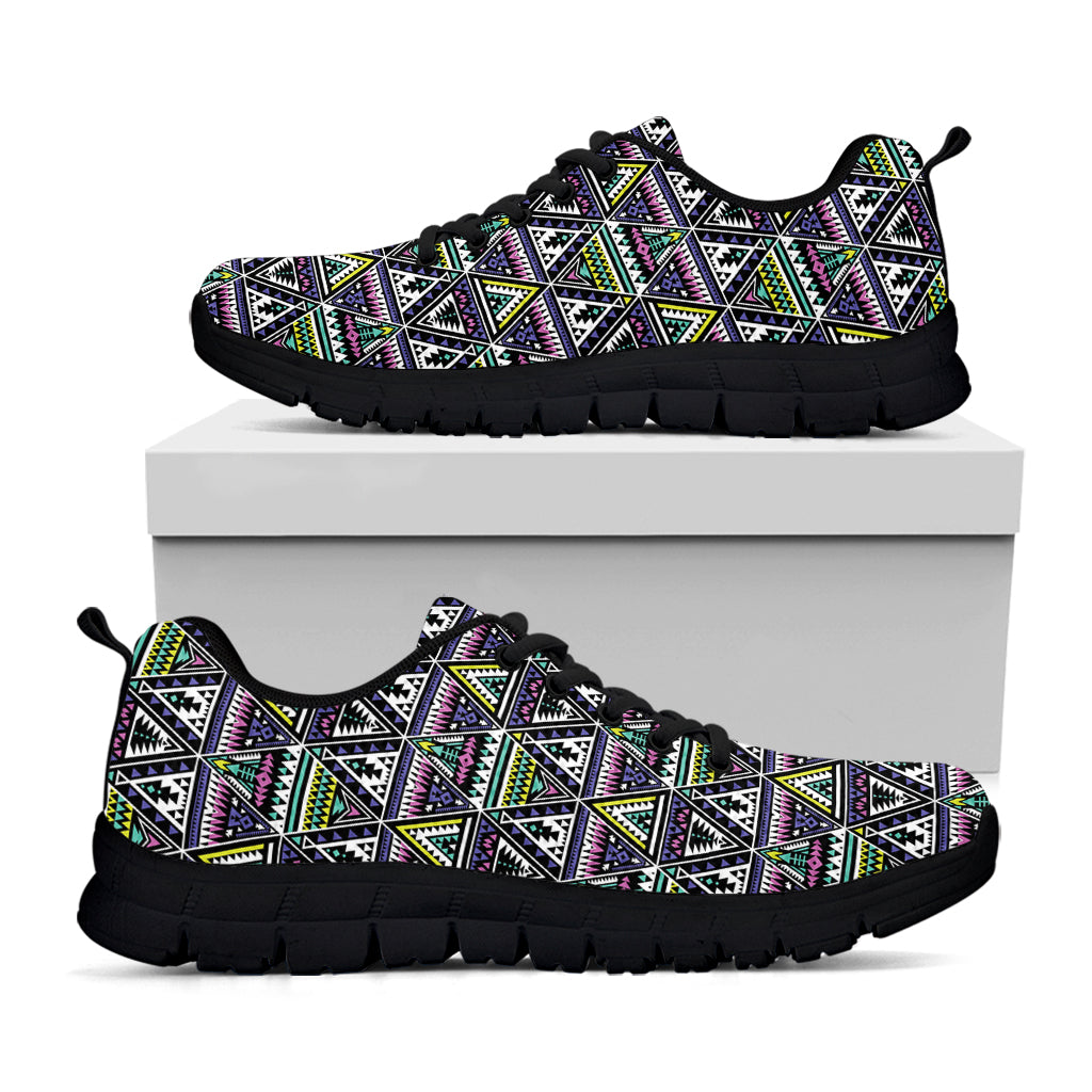 Colorful Geometric Native Navajo Print Black Sneakers