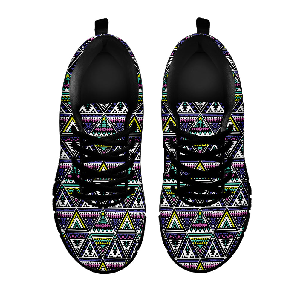 Colorful Geometric Native Navajo Print Black Sneakers