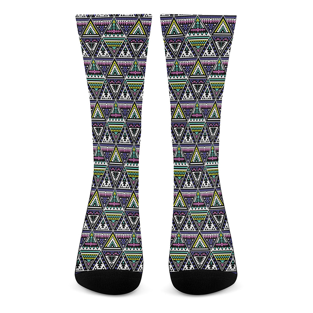 Colorful Geometric Native Navajo Print Crew Socks