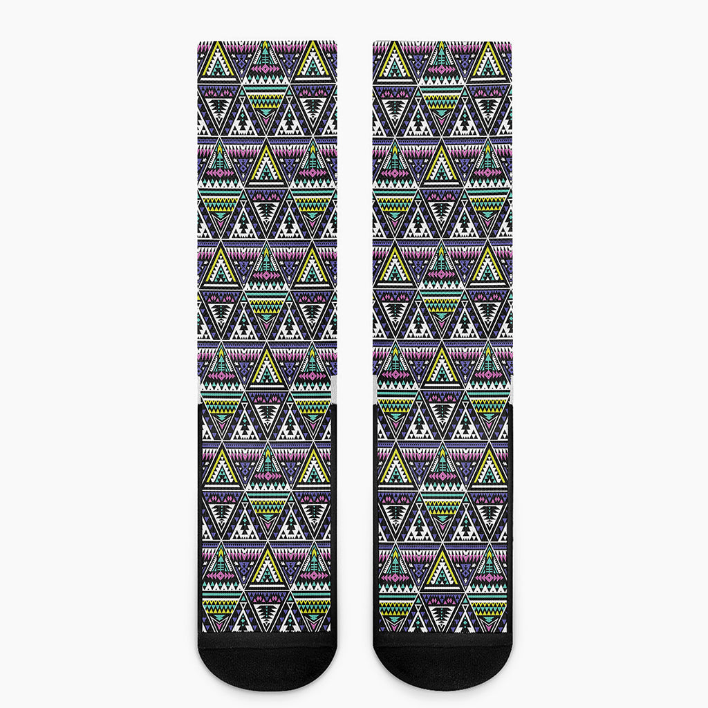 Colorful Geometric Native Navajo Print Crew Socks