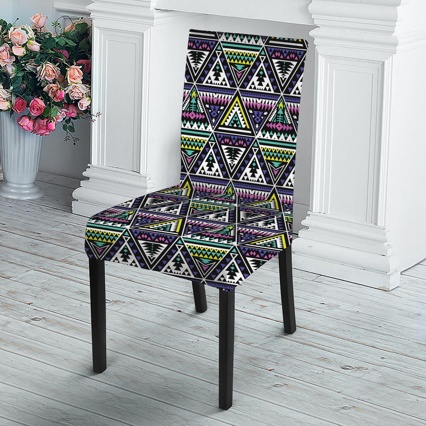 Colorful Geometric Native Navajo Print Dining Chair Slipcover
