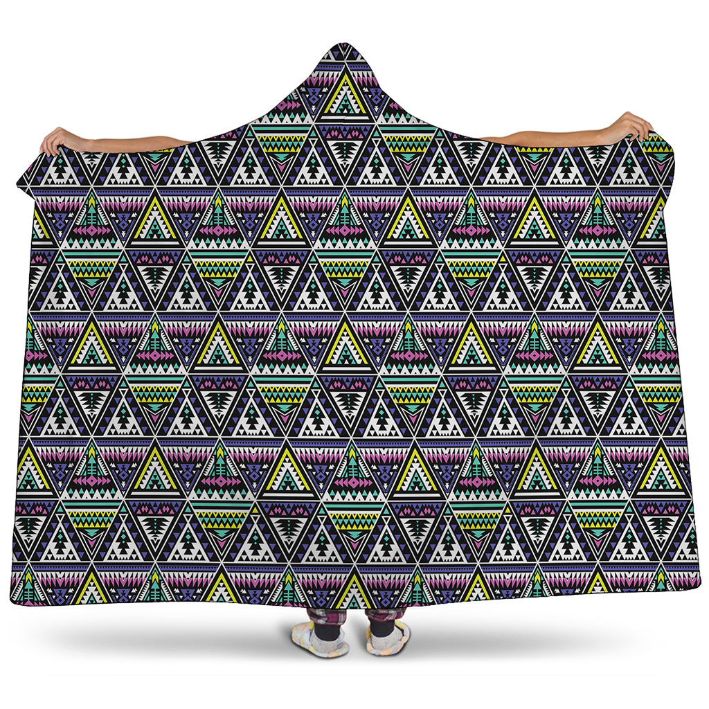 Colorful Geometric Native Navajo Print Hooded Blanket
