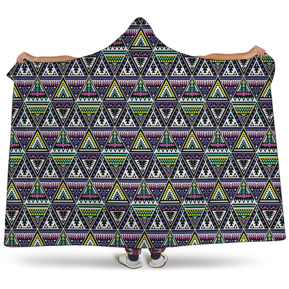 Colorful Geometric Native Navajo Print Hooded Blanket
