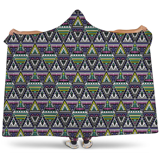 Colorful Geometric Native Navajo Print Hooded Blanket